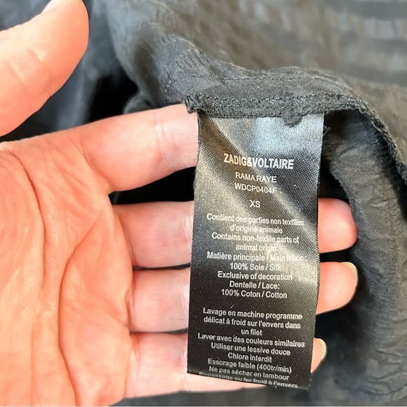 Zadig and Voltaire Rama Raye Mini Dress Black Long Sleeve Silk Buttons Striped - Picture 13 of 16